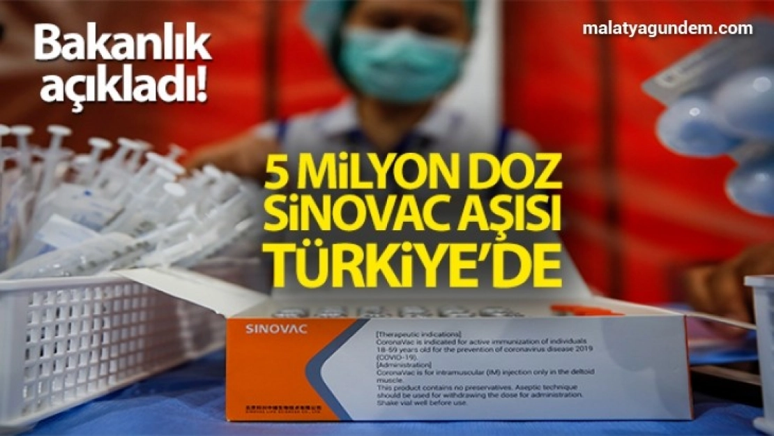 5 milyon doz Sinovac aşısı Türkiye'de