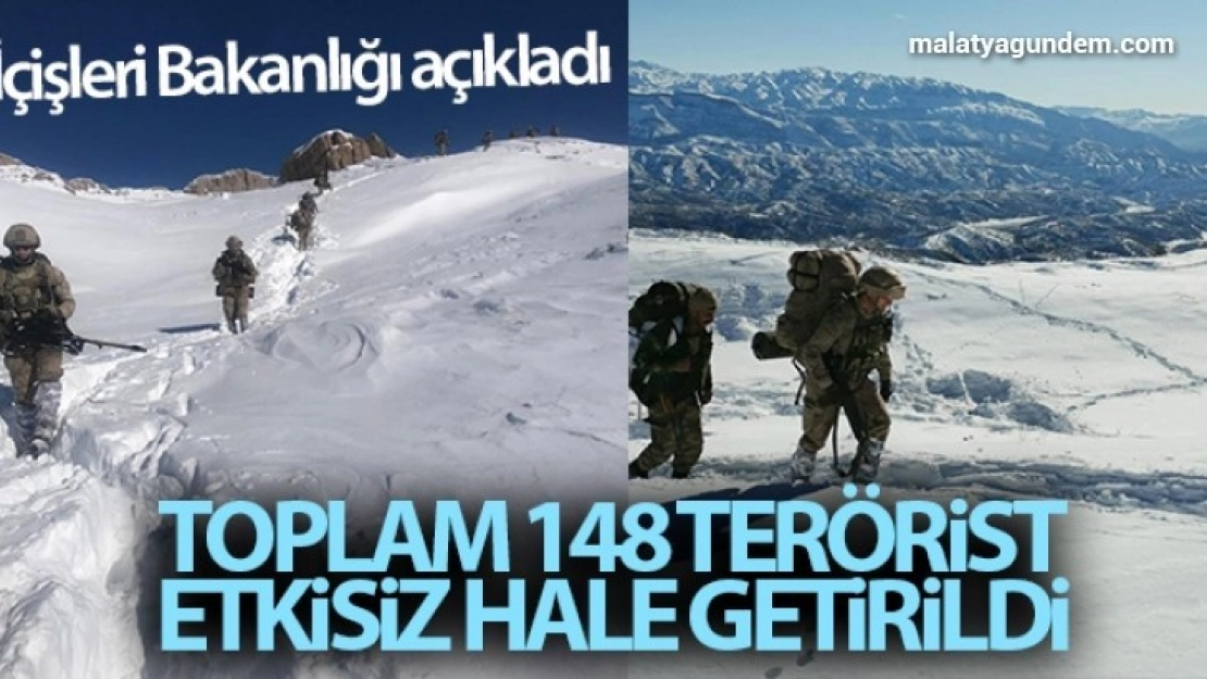 İçişleri Bakanlığı: 'Toplam 148 terörist etkisiz hale getirildi