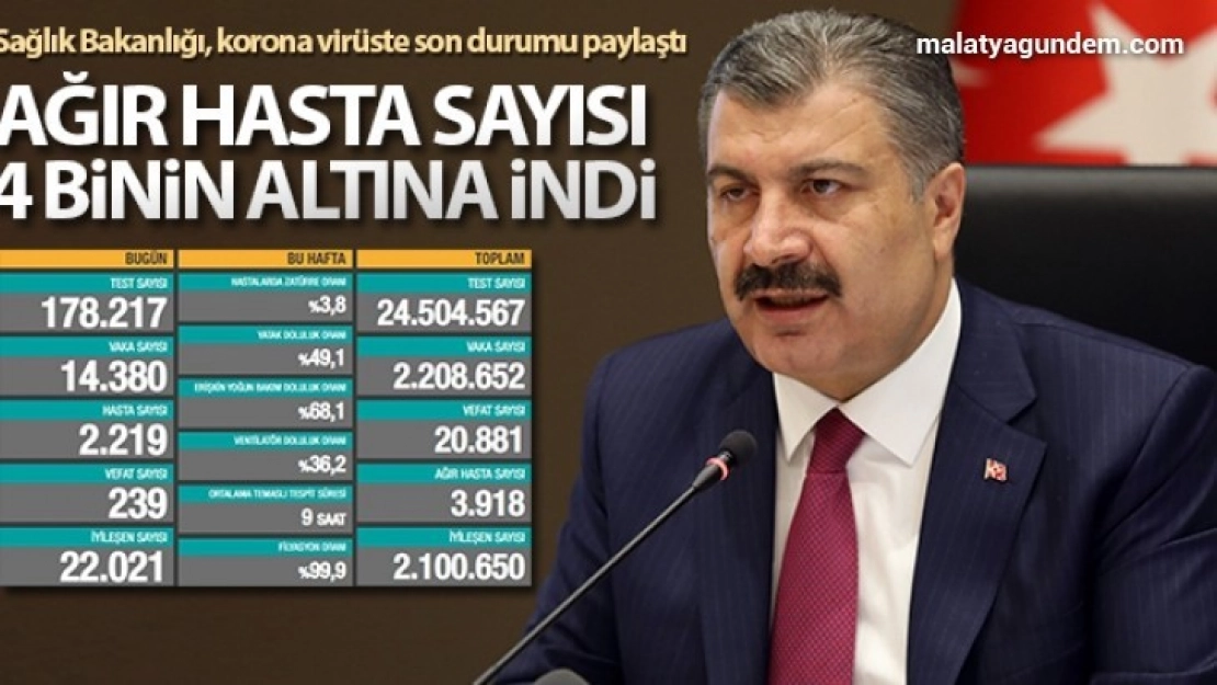 Türkiye'de son 24 saatte 14.380 koronavirüs vakası tespit edildi