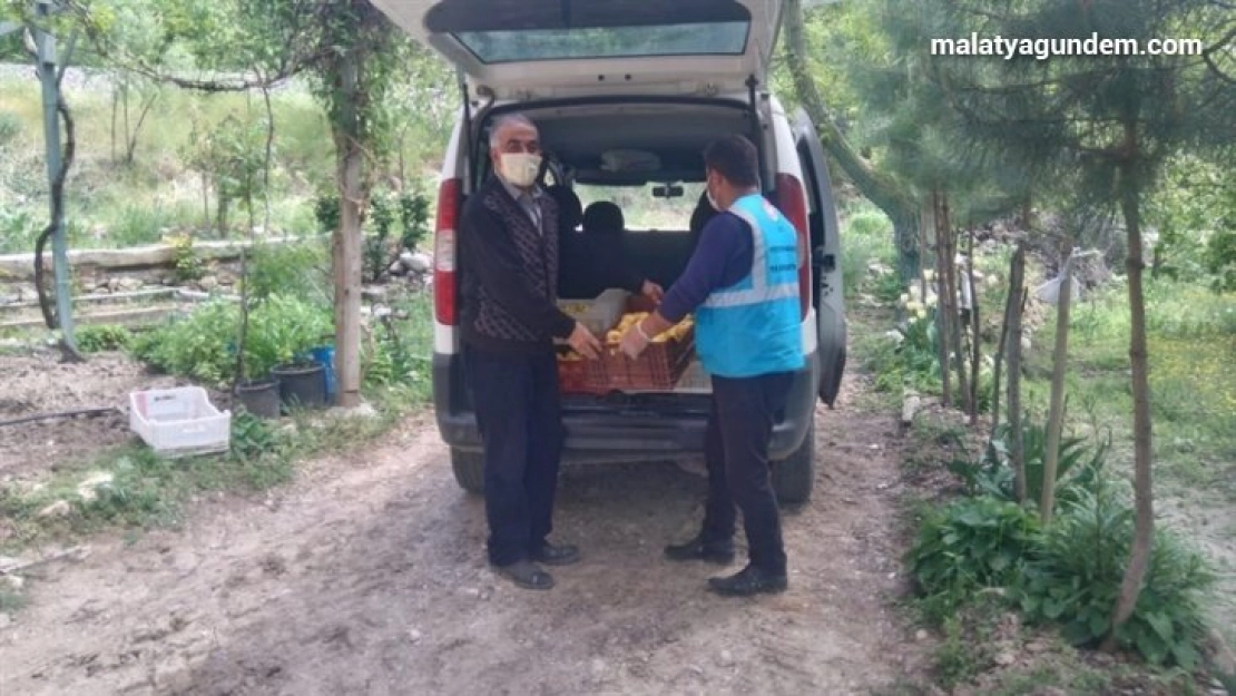 Bahçesinde yetiştirdiği elmaları kampanyaya bağışladı