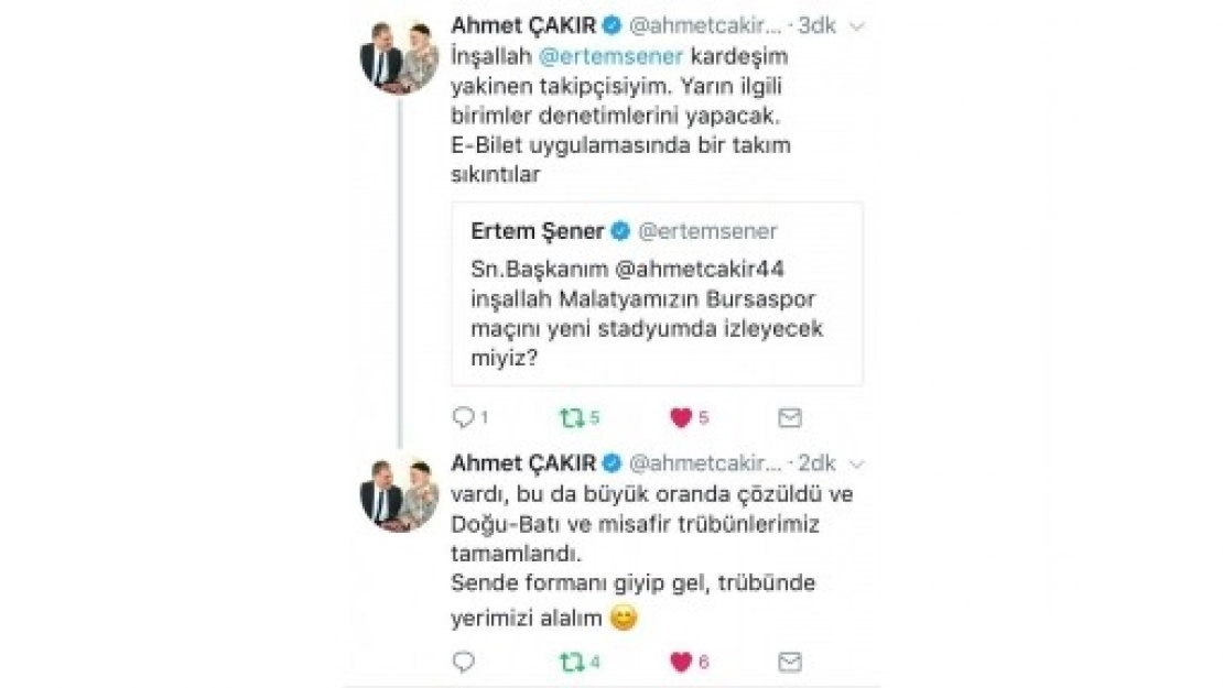 Başkan Çakır'dan Maça Davet