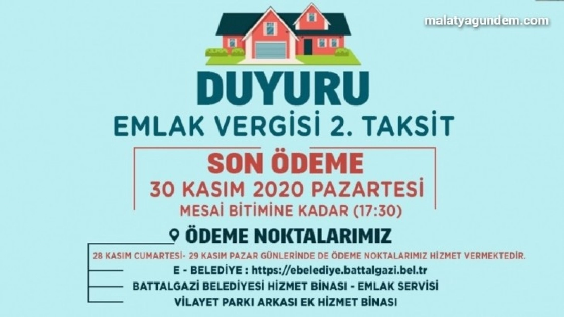 Battalgazi Belediyesi'nden vergi uyarısı