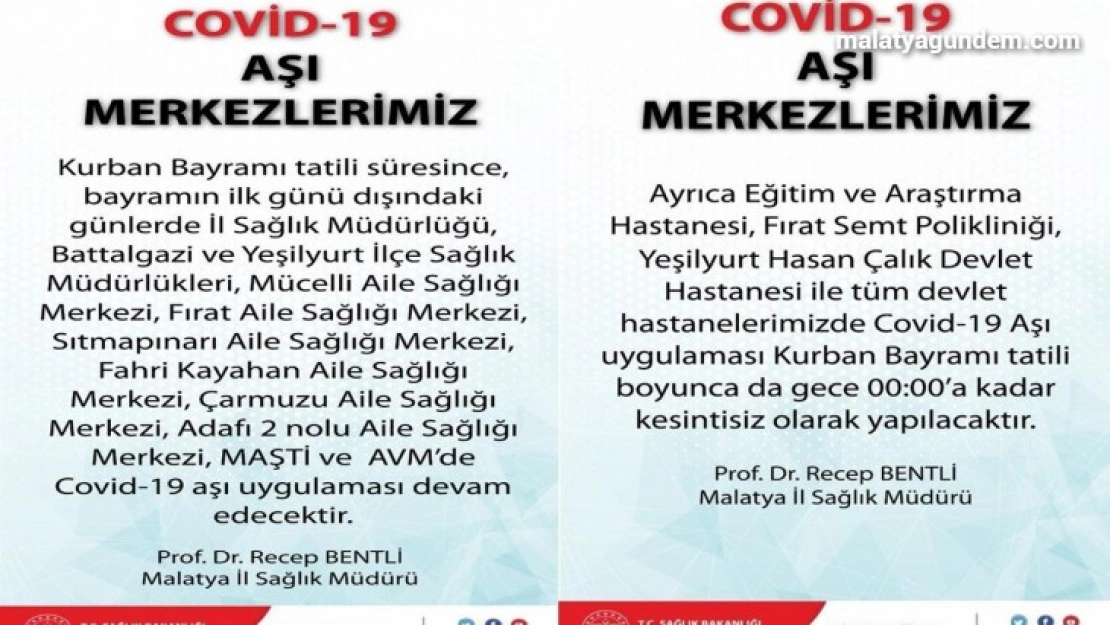 Bayramda da aşılama devam edecek