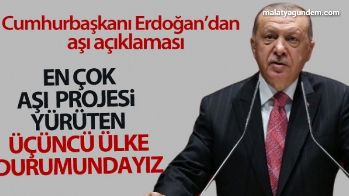 Cumhurbaşkanı Erdoğan: 'ABD ve Çin'den sonra COVİD-19 konusunda en çok aşı projesi yürüten üçüncü ülke durumundayız'