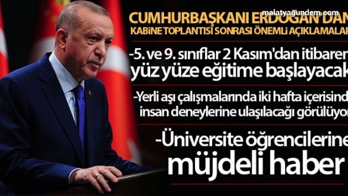 Cumhurbaşkanı Erdoğan'dan yüz yüze eğitim açıklaması!