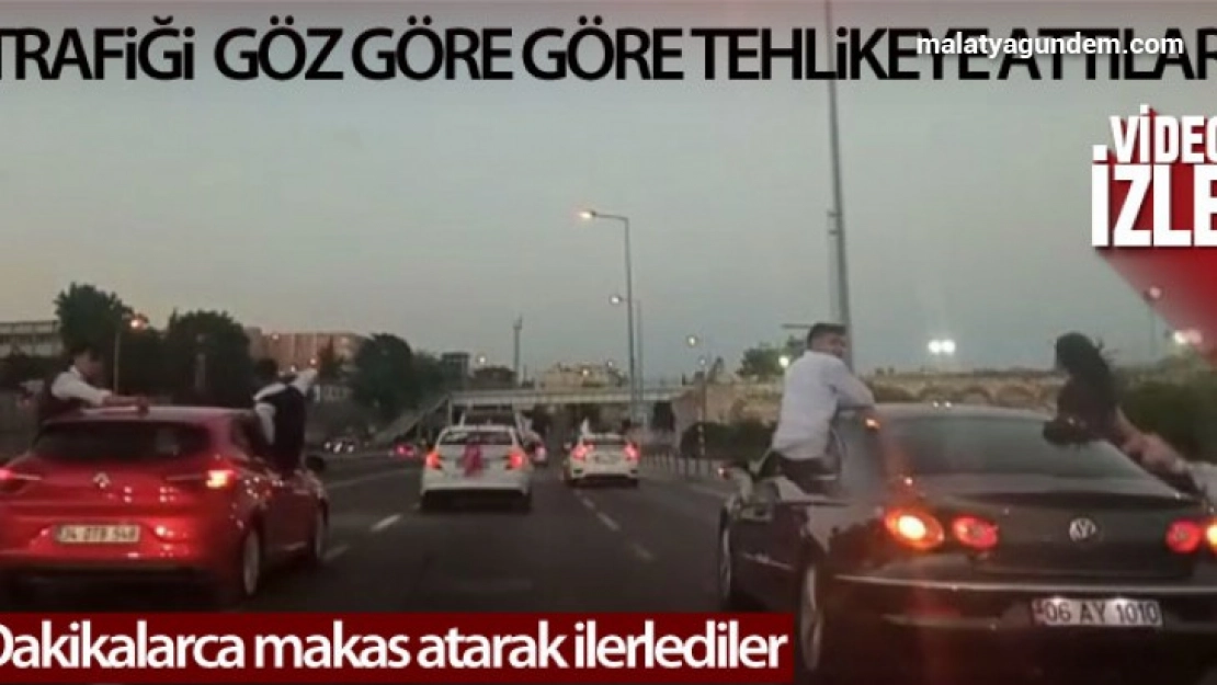Düğün magandaları Bakırköy sahil yolunda trafiği tehlikeye düşürdü