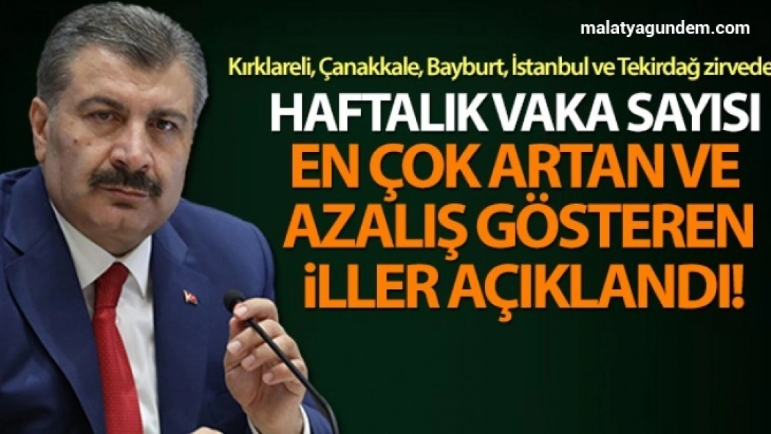 Haftalık vaka sayısı en çok artış ve azalış gösteren iller açıklandı!