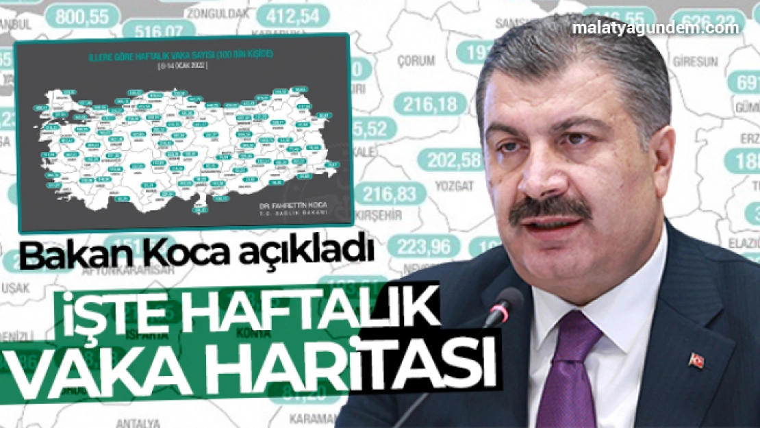 İllere göre haftalık vaka haritası açıklandı