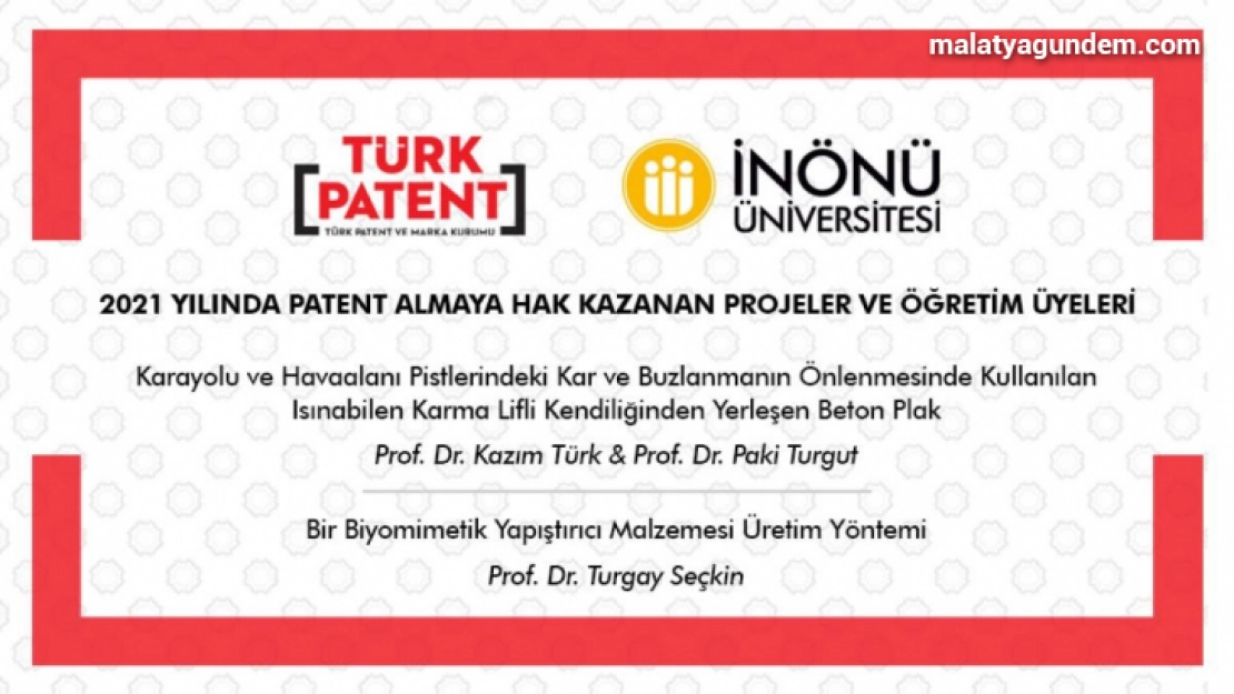 İnönü Üniversitesi'nde 2 proje patent aldı