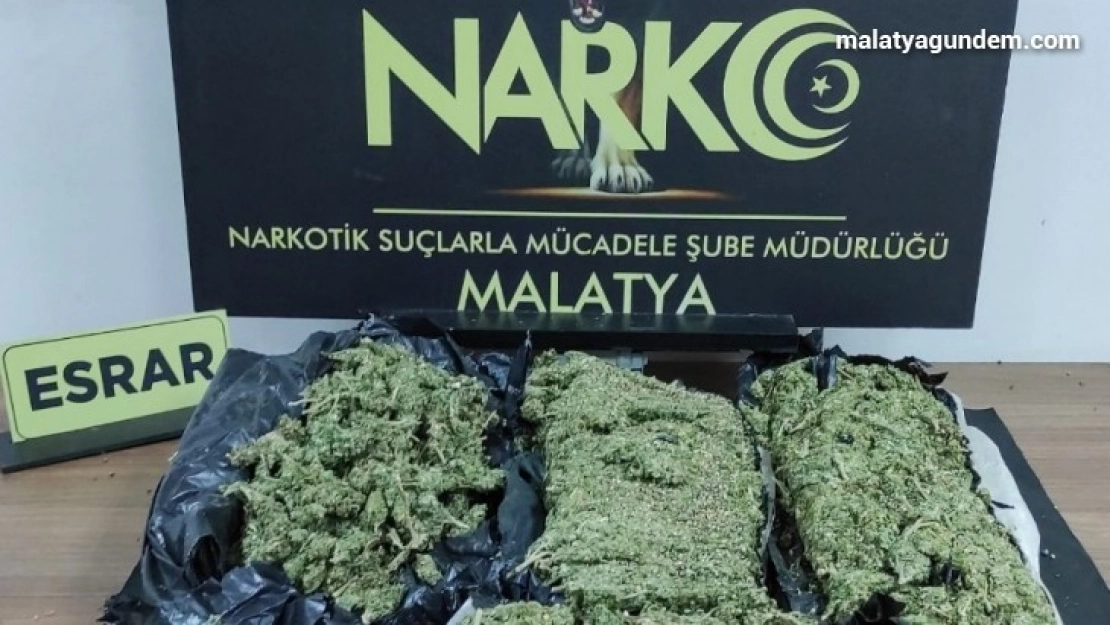 Malatya'da 3 kilo esrar ele geçirildi