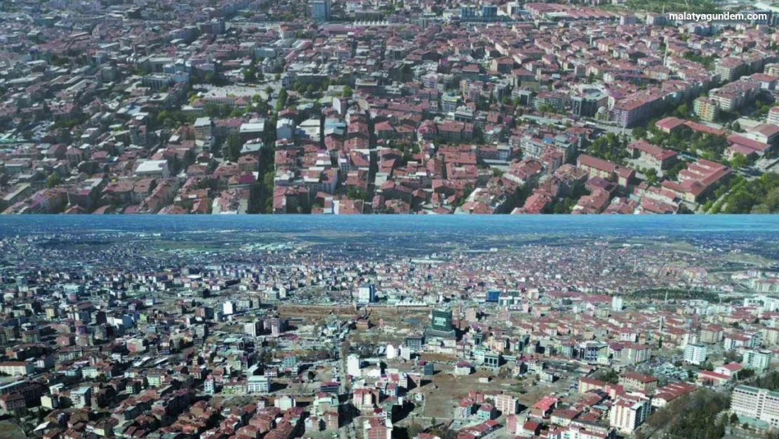 Malatya'da deprem öncesi ve sonrası çekilen görüntüler yıkımın boyutunu gözler önüne serdi