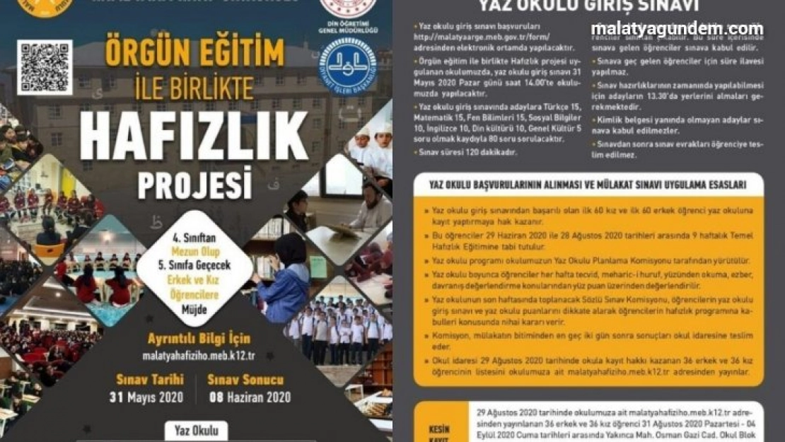 Hafızlık okulları kayıt dönemi başladı