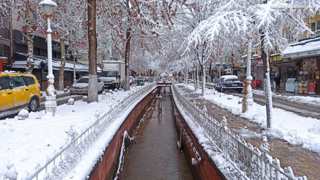 Malatya karlı bir güne uyandı