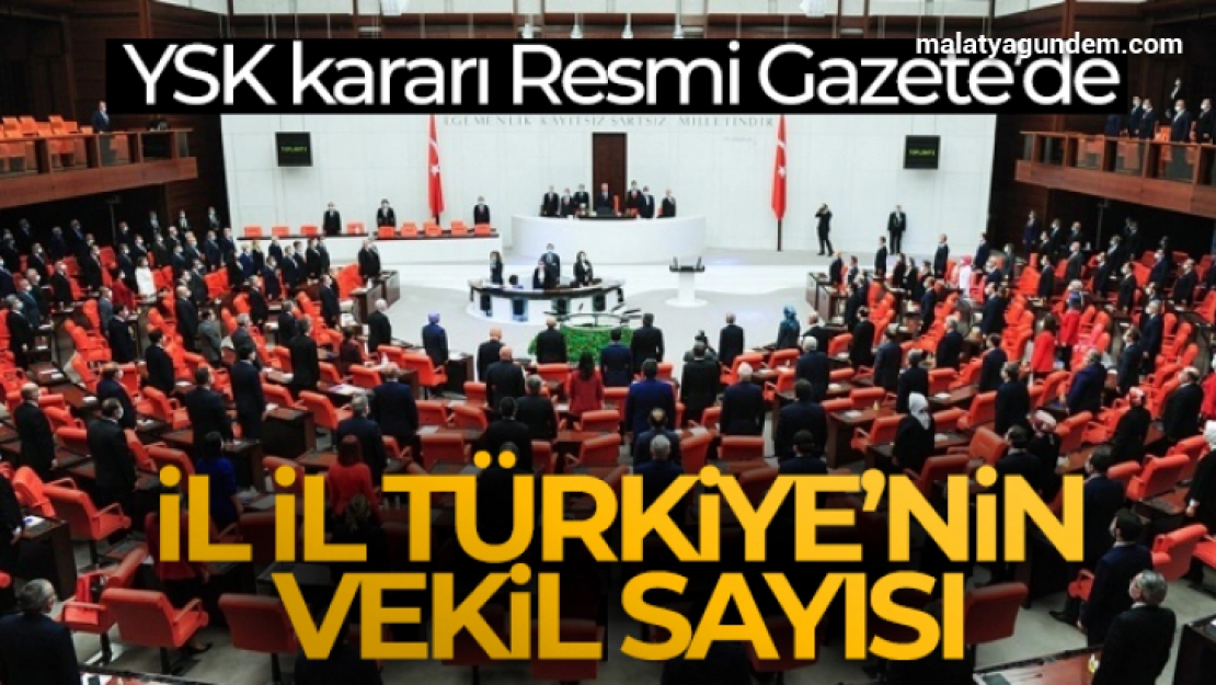 Milletvekillerinin illere göre dağılımını belirleyen YSK Kararı Resmi Gazete'de