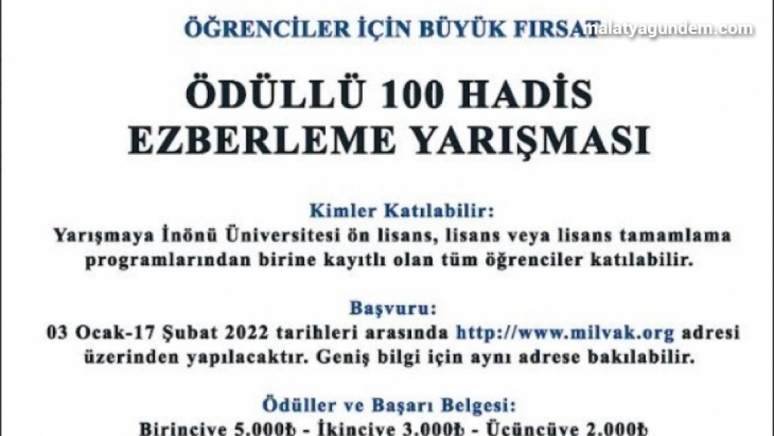 Ödüllü hadis ezberleme yarışması