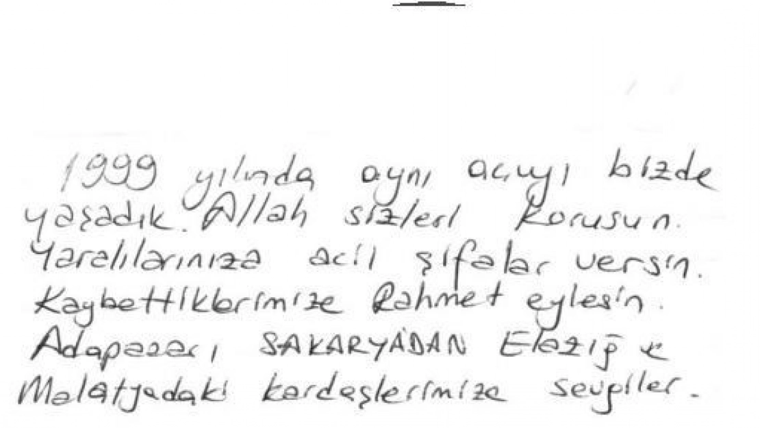 Sakaryalılardan Depremzedelere Duygu Dolu Mesajlar