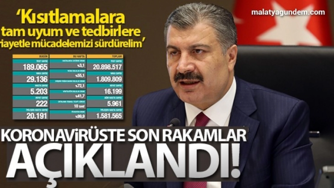 Son 24 saatte 29.136 yeni vaka tespit edildi