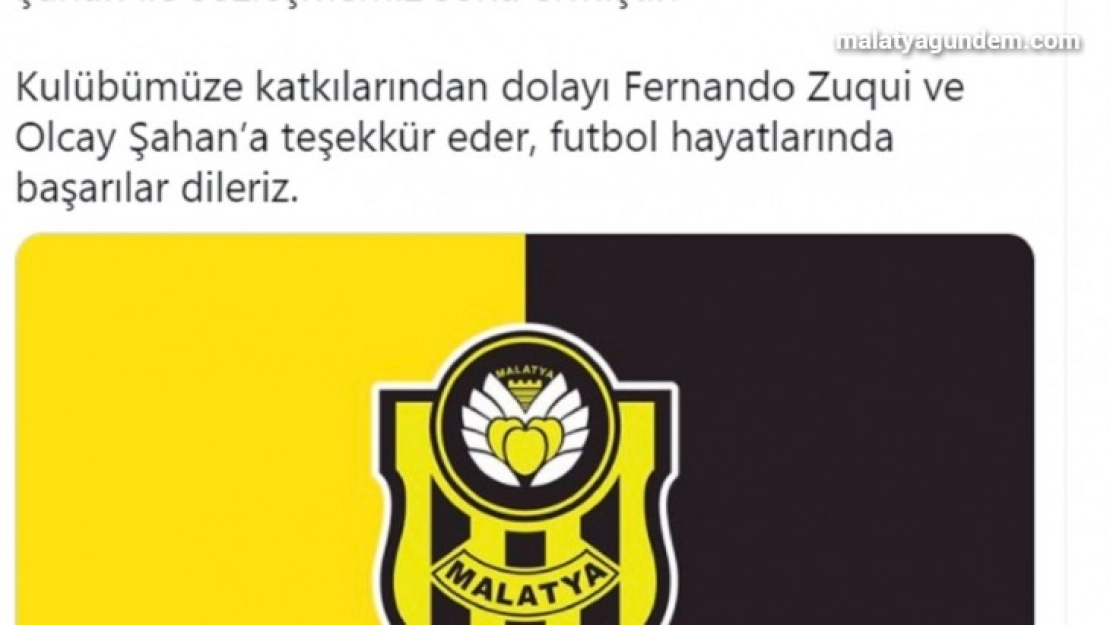 Yeni Malatyaspor'dan Olcay Şahan ve Zuqui'ye teşekkür