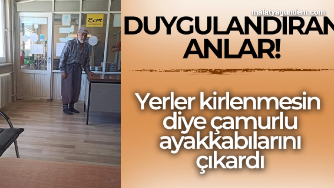 Yerler kirlenmesin diye çamurlu ayakkabılarını çıkardı