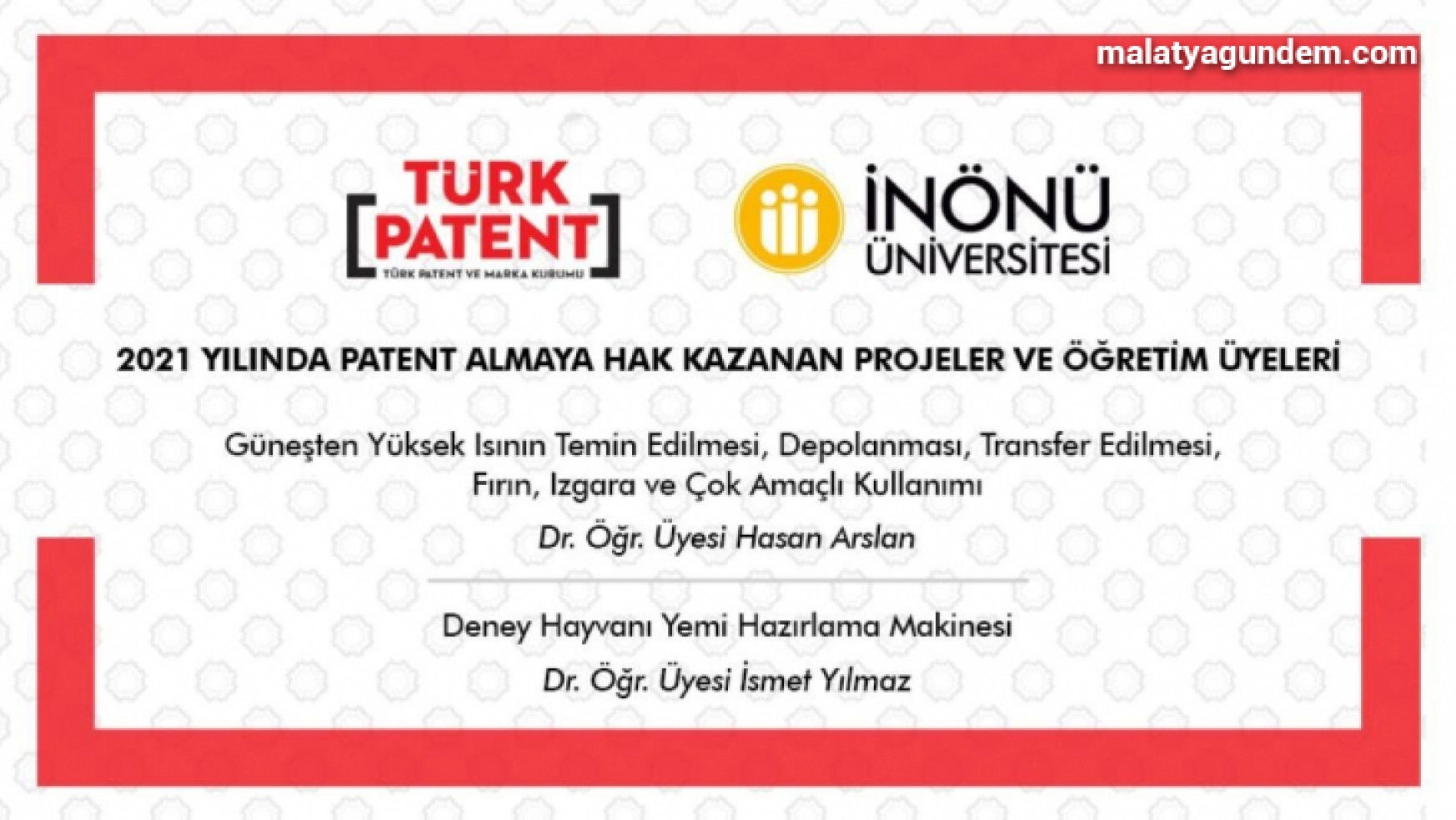 İki bilimsel araştırma projelerine patent