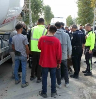 Beton mikserinin çarptığı kadın yaralandı