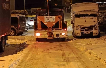 Battalgazi'de gece boyu kar mesaisi