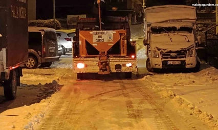 Battalgazi'de gece boyu kar mesaisi