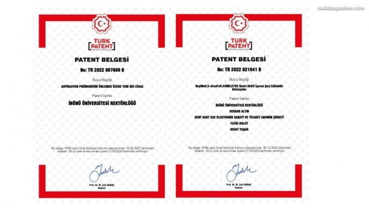 İnönü Üniversitesi'nin iki buluşu patentle tescillendi
