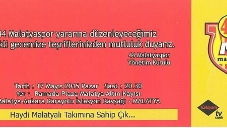 44 Malatyaspor'un Destek Gecesi Pazar Günü Yapılacak