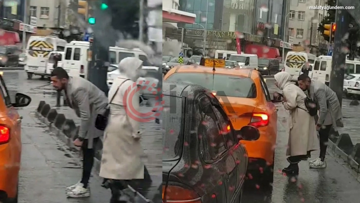 Bağcılar'da müşteri seçen taksici böyle görüntülendi