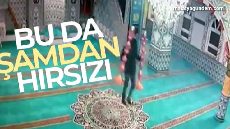 Camiden şamdan çalan hırsız yakalandı