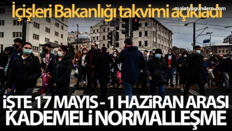 İçişleri Bakanlığı 17 Mayıs - 1 Haziran arası normalleşme takvimini açıkladı