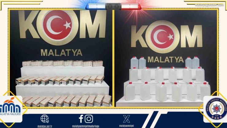 Malatya'da kaçak makaron ve etil alkol ele geçirildi