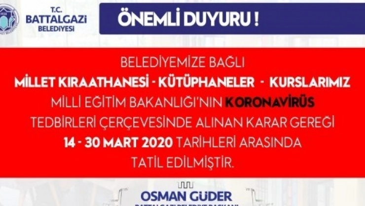 Malatya'da Virüs Tedbirleri