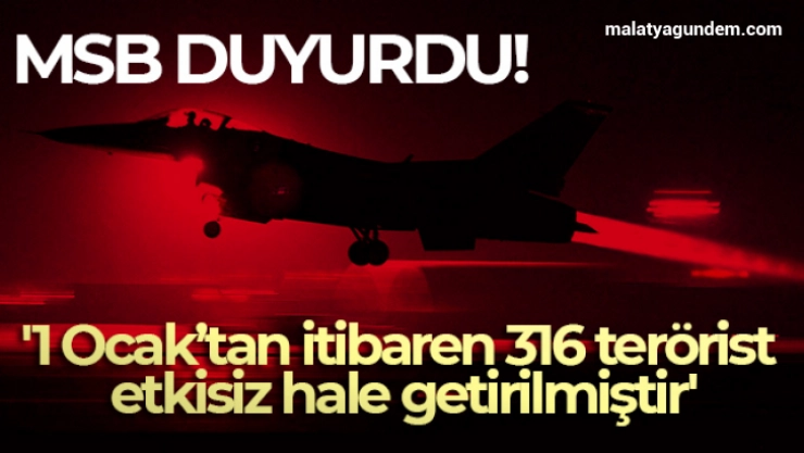 MSB: '1 Ocak'tan itibaren 316 terörist etkisiz hale getirilmiştir'