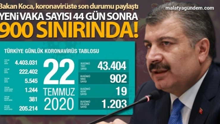 Yeni vaka sayısı, 44 gün sonra 900 sınırında