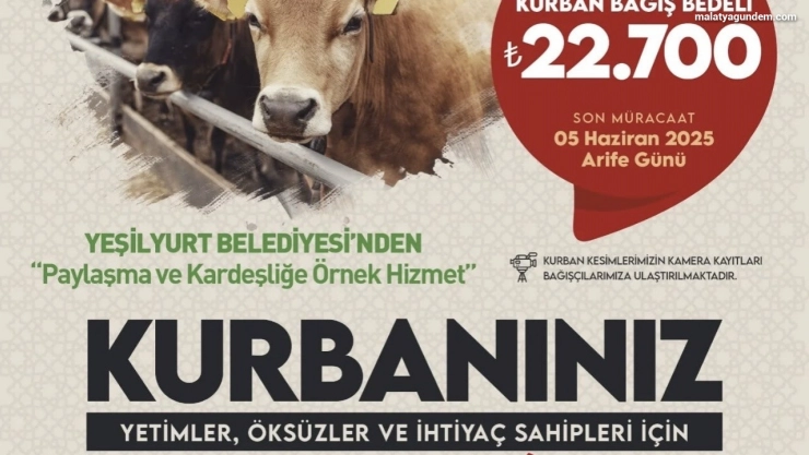 Yeşilyurt Belediyesi ' Kurban Bağışı' kampanyasında yarın son gün