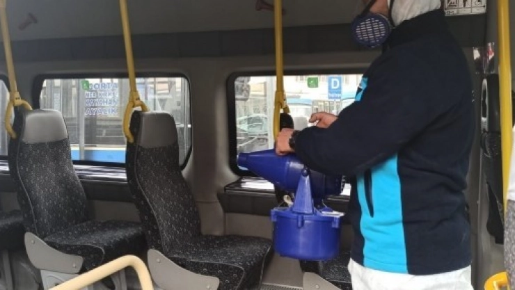 Yolcu Minibüsleri Dezenfekte Ediliyor