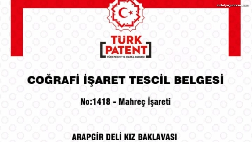 Arapgir Deli Kız Baklavası'na coğrafi tescil