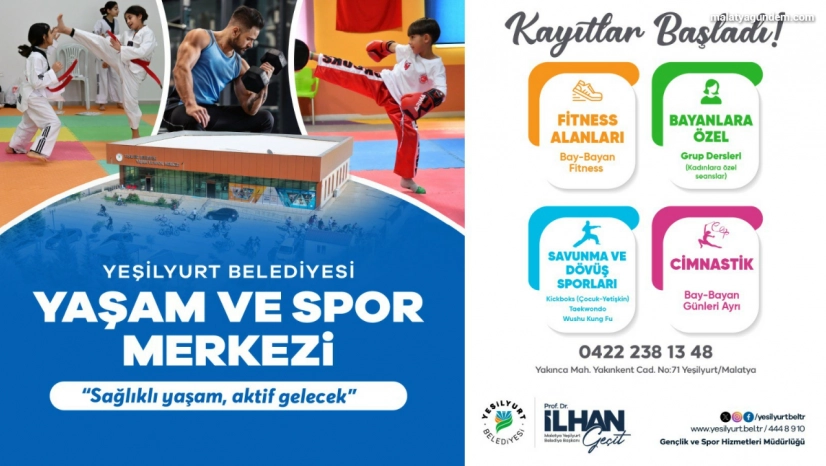 Yeşilyurt Belediyesi Yaşam ve Spor Merkezi'nde kayıtlar başladı