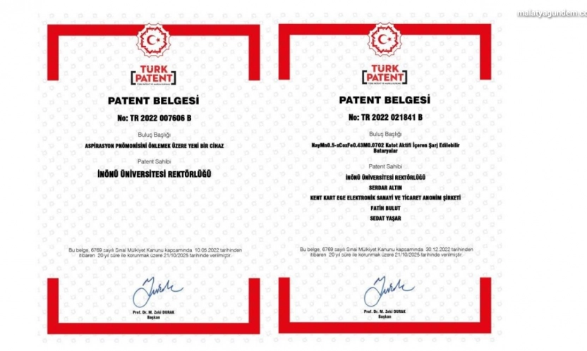 İnönü Üniversitesi'nin iki buluşu patentle tescillendi